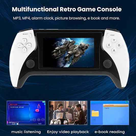 Console di gioco portatile, schermo da 4,3 pollici, 2500 mAh, sistema di gioco classico portatile, console per videogiochi, supporta 11 emulatori, (bianco)