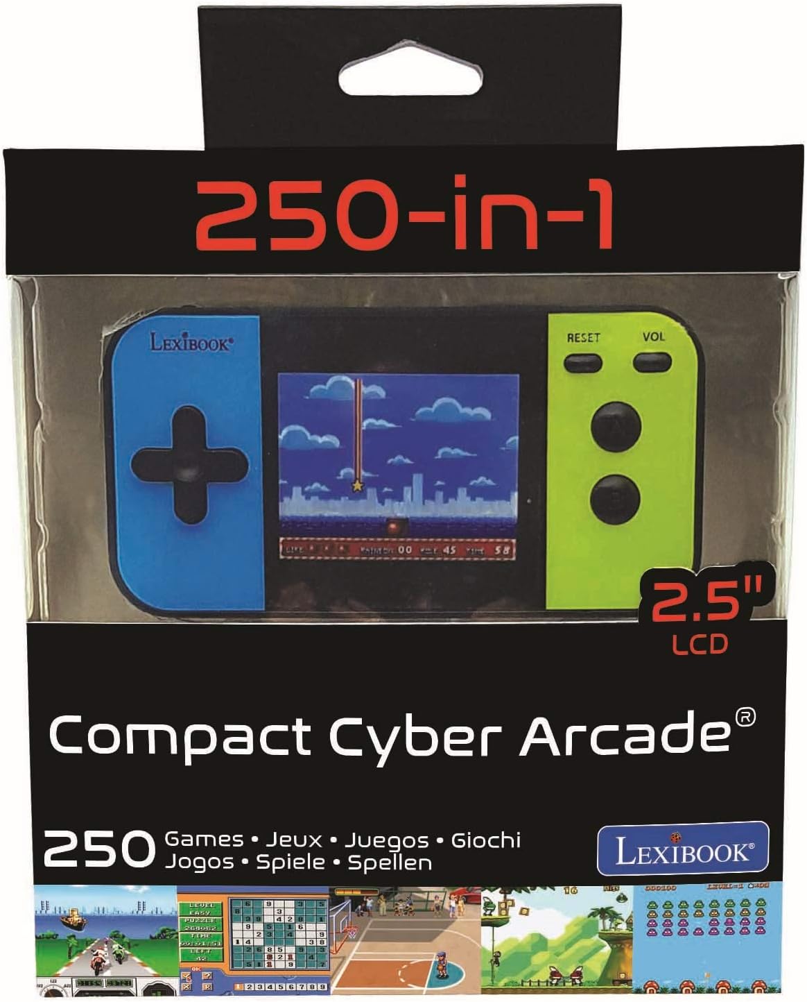 Lexibook- Console di Gioco Portatile Compact Cyber Arcade, 250 Giochi, LCD, Batteria, Videogioco Bambino Adolescente