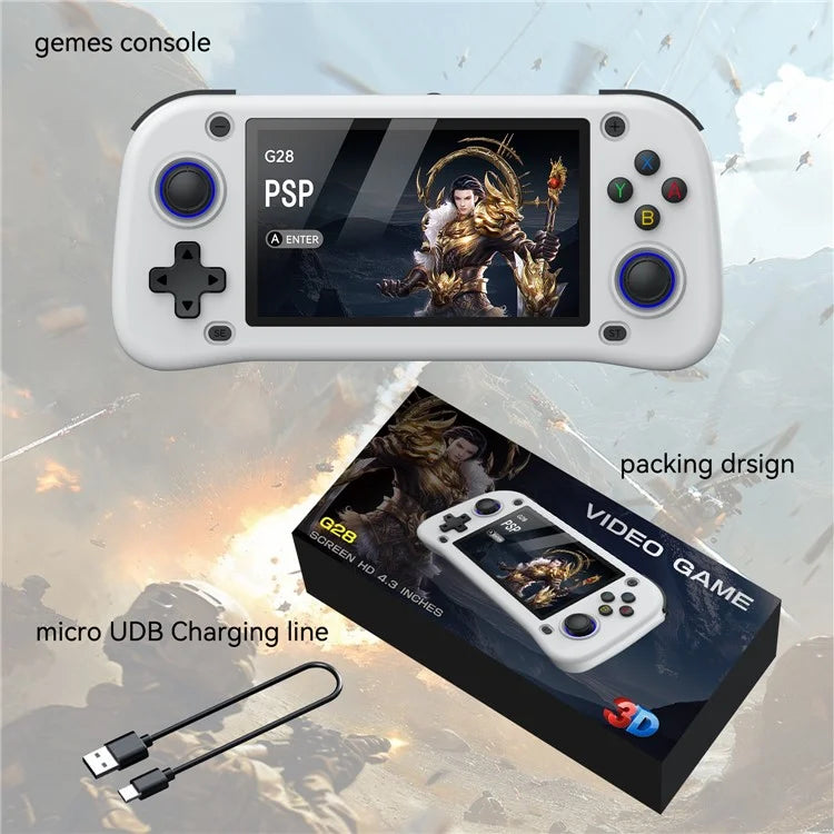 Console per Videogiochi Portatile G28 64G con Schermo IPS HD da 4,3 Pollici - Dispositivo Arcade Retrò