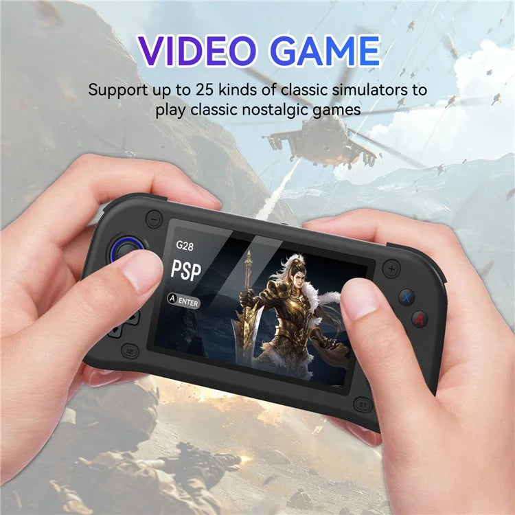 Console per Videogiochi Portatile G28 64G con Schermo IPS HD da 4,3 Pollici - Dispositivo Arcade Retrò