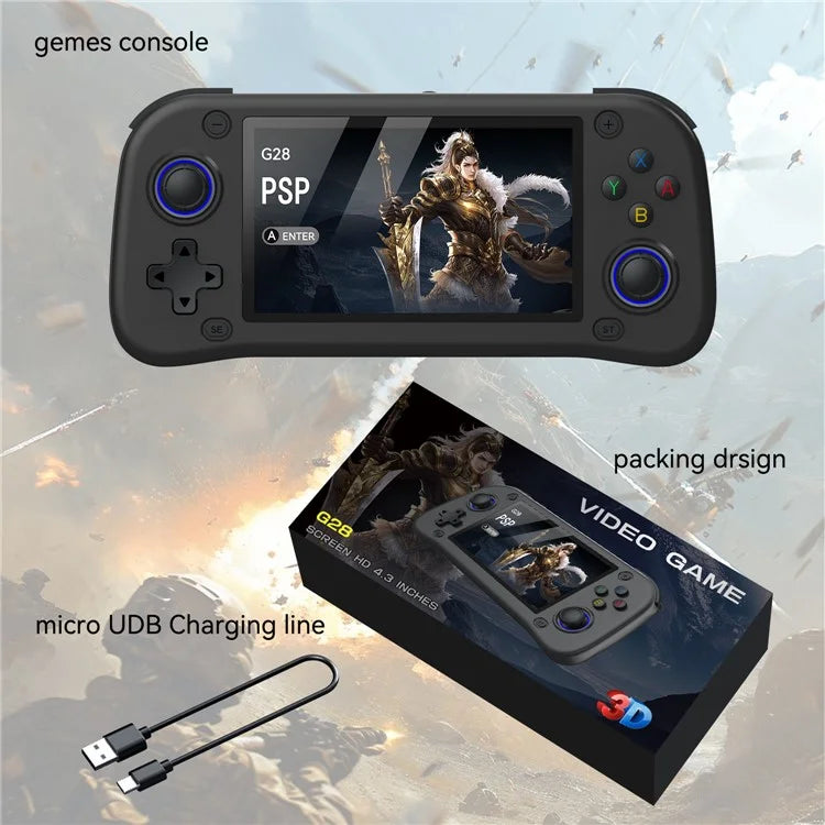 Console per Videogiochi Portatile G28 64G con Schermo IPS HD da 4,3 Pollici - Dispositivo Arcade Retrò