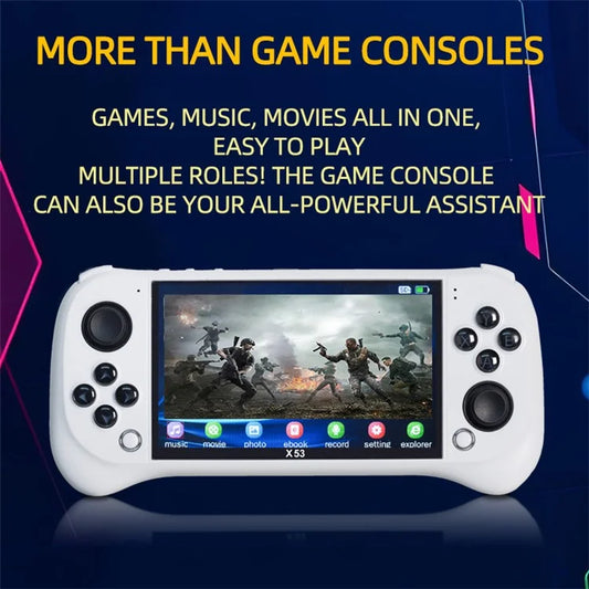 Powkiddy X53 con Schermo IPS HD da 5,1 Pollici, Controller Arcade Retrò con Uscita TV