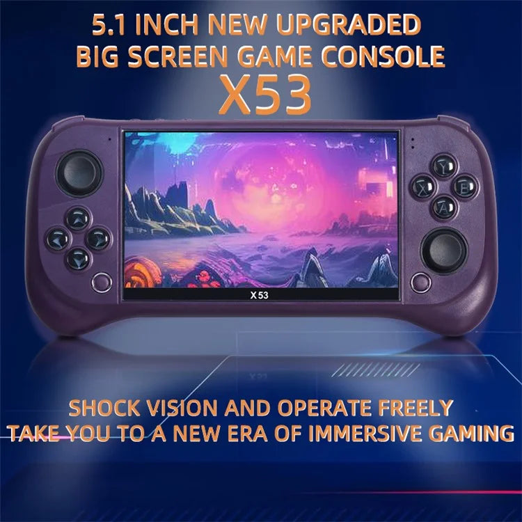 Powkiddy X53 con Schermo IPS HD da 5,1 Pollici, Controller Arcade Retrò con Uscita TV