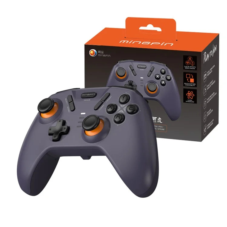 MINGPIN White Tiger S821 Pro Controller da Gioco Bluetooth per Nintendo Switch / PS4 / Android / iOS / PC / STEAM - Viola