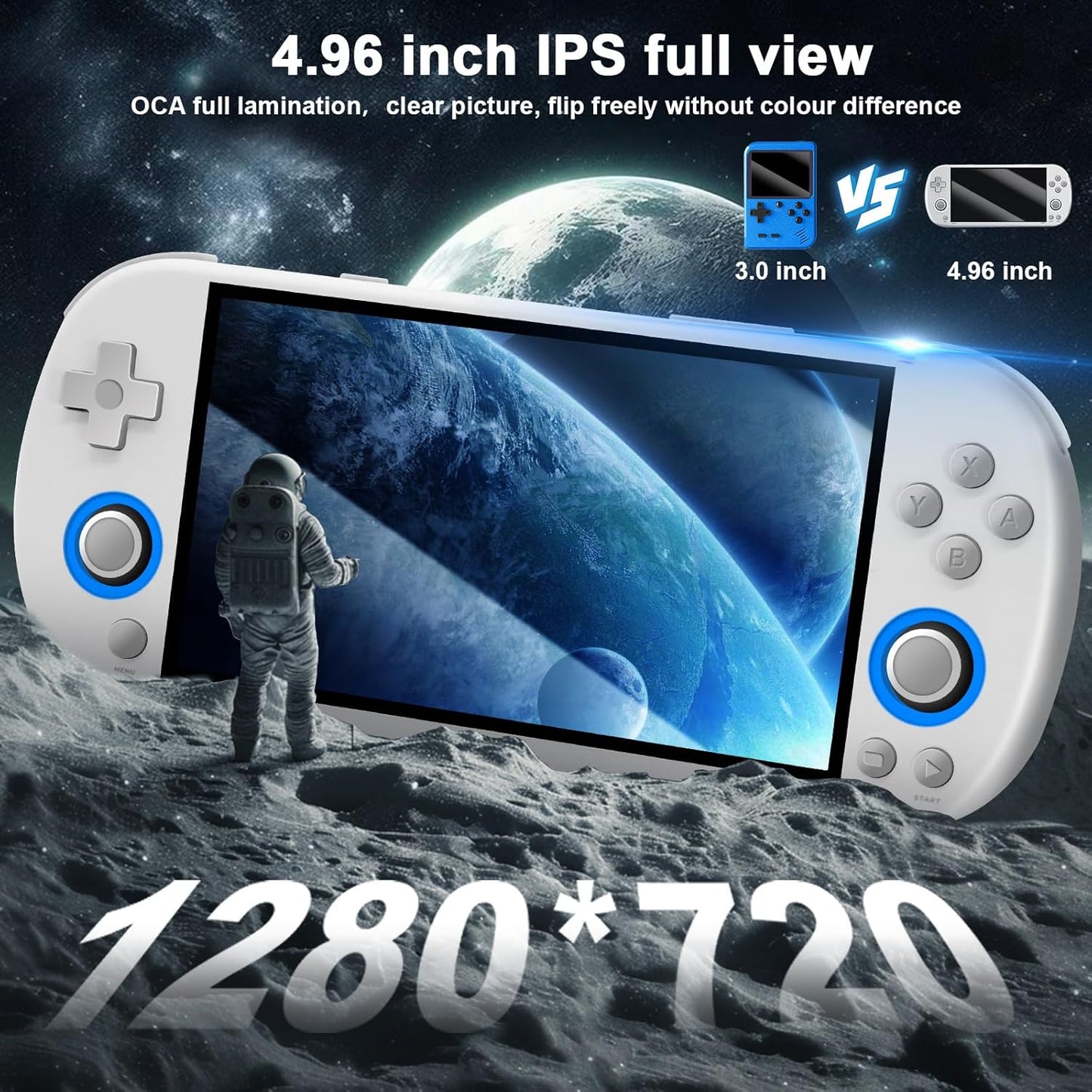 Trimui Smart Pro console portatile per giochi, console con display da 4,96 pollici preinstallata con emulatore e schede TF, console retrò con sistema Linux