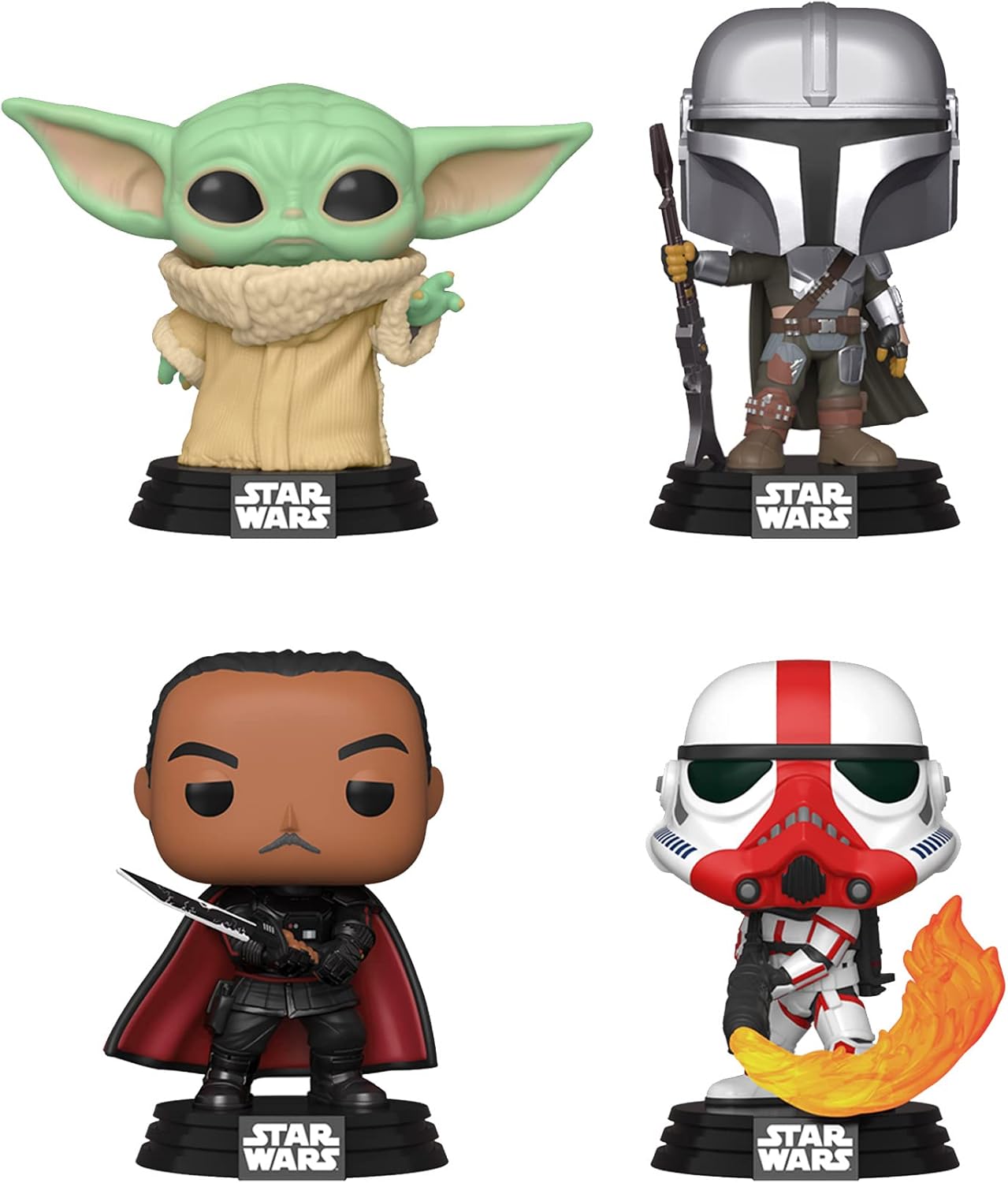 Funko Pop! Star Wars Grogu Mandaloriani Gideon Stormtrooper 4 Pacco - Glow