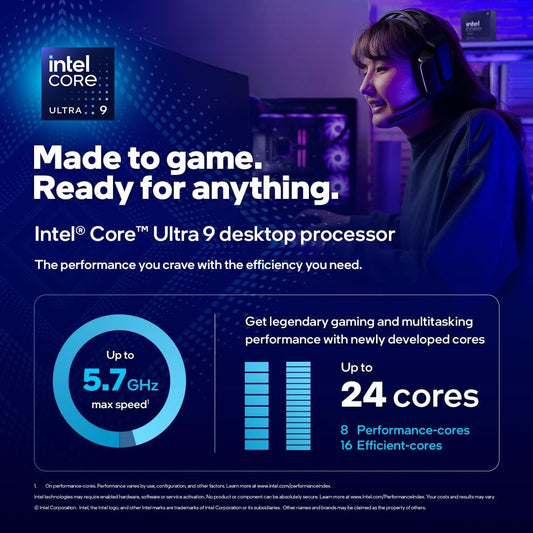 Intel® Core™ Ultra 9 per sistemi processore desktop 285K 24 core 8 P-core + 16 E-core fino a 5,7 GHz, 9 285K