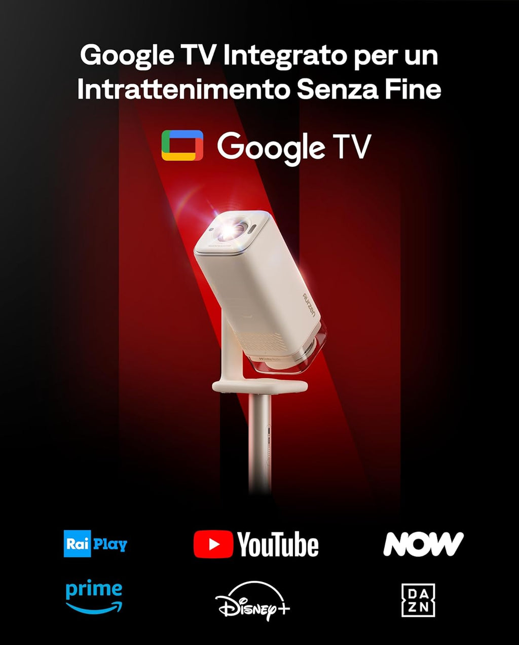 Aurzen Boom Air Mini Proiettore Portatile Google tv