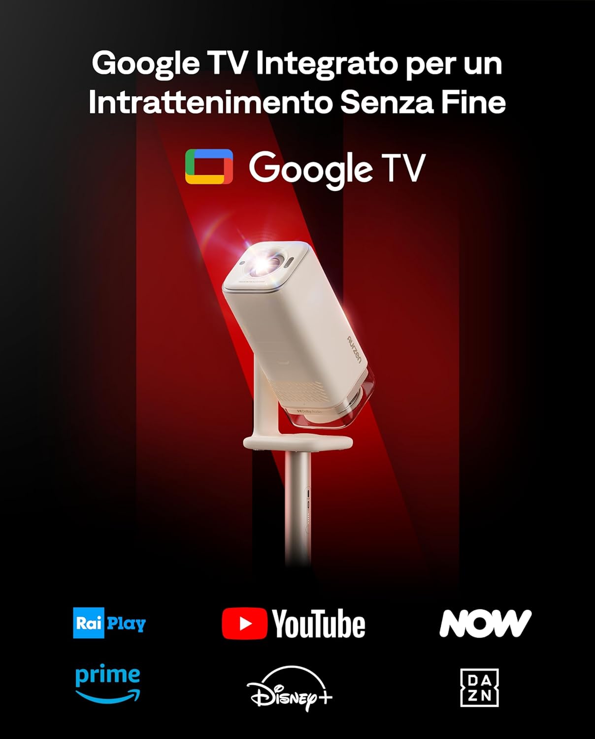 Aurzen Boom Air Mini Proiettore Portatile Google tv