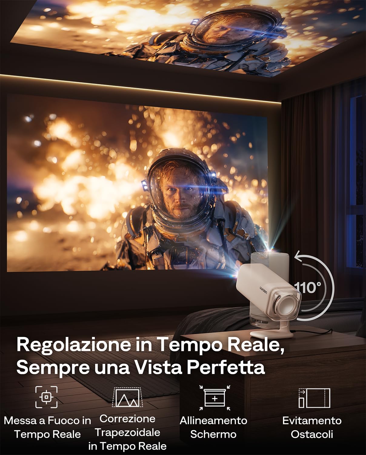 Aurzen Boom Air Mini Proiettore Portatile Google tv