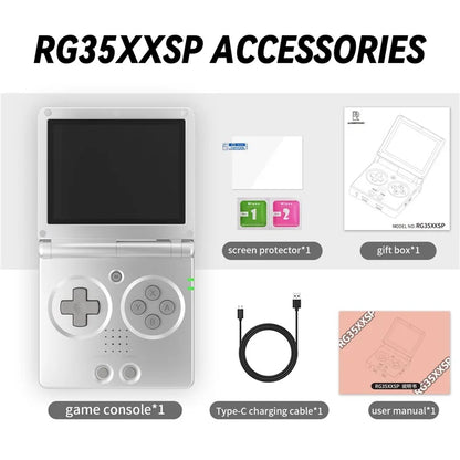 RG35XXSP Retro Flip Handheld Game Console 64GB Video Game Player  - Argento