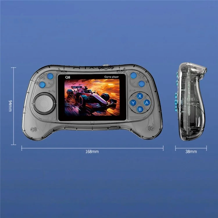 Q8 Retro Game Console con Controller Portatile Incorporato 800 Giochi per 2 Giocatori - Grigio Trasparente