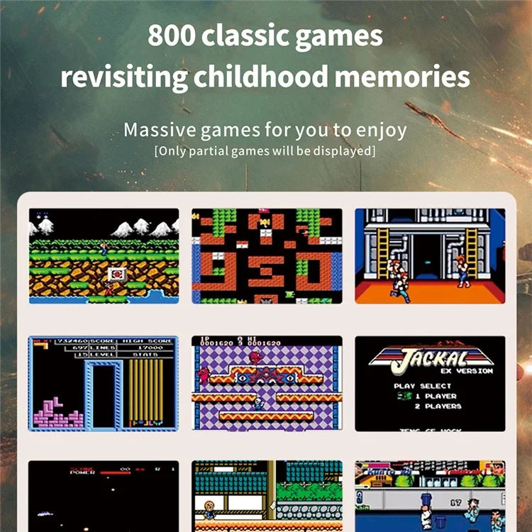 Q8 Retro Game Console con Controller Portatile Incorporato 800 Giochi per 2 Giocatori - Grigio Trasparente