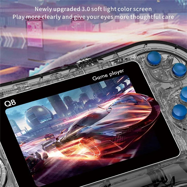 Q8 Retro Game Console con Controller Portatile Incorporato 800 Giochi per 2 Giocatori - Grigio Trasparente
