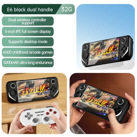 Console portatile per videogiochi da 5 pollici E6 con sistema Android - Nero
