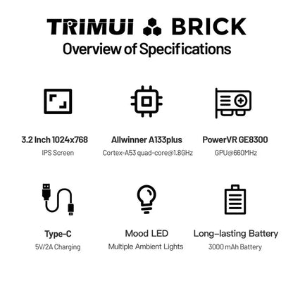 Console portatile da gioco  TRIMUI BRICK 64Gb con schermo IPS da 3,2 pollici, open source, per giochi retrò
