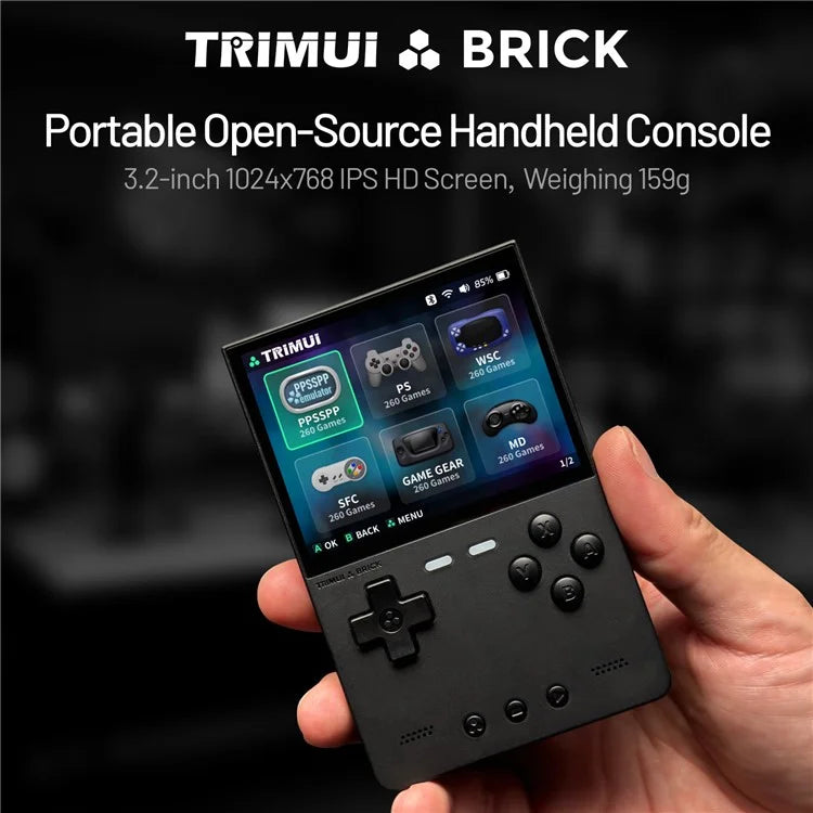 Console portatile da gioco  TRIMUI BRICK 64Gb con schermo IPS da 3,2 pollici, open source, per giochi retrò