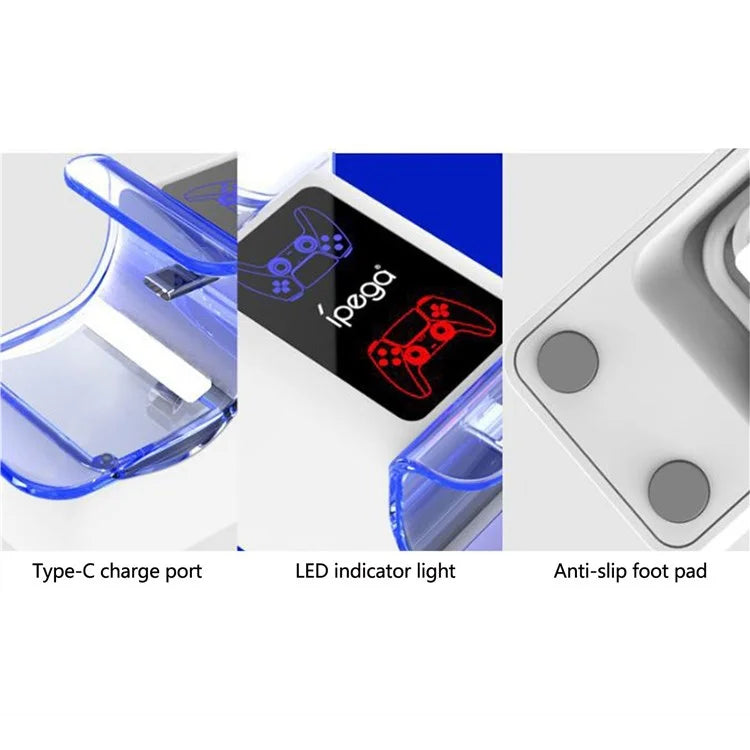 IPEGA PG-P5003 Stazione di ricarica per controller dual per PS5 Base di ricarica con indicatore luminoso LED Dock di ricarica di ricambio