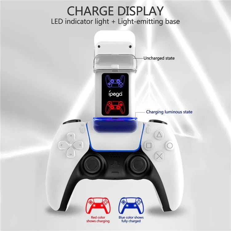 IPEGA PG-P5003 Stazione di ricarica per controller dual per PS5 Base di ricarica con indicatore luminoso LED Dock di ricarica di ricambio