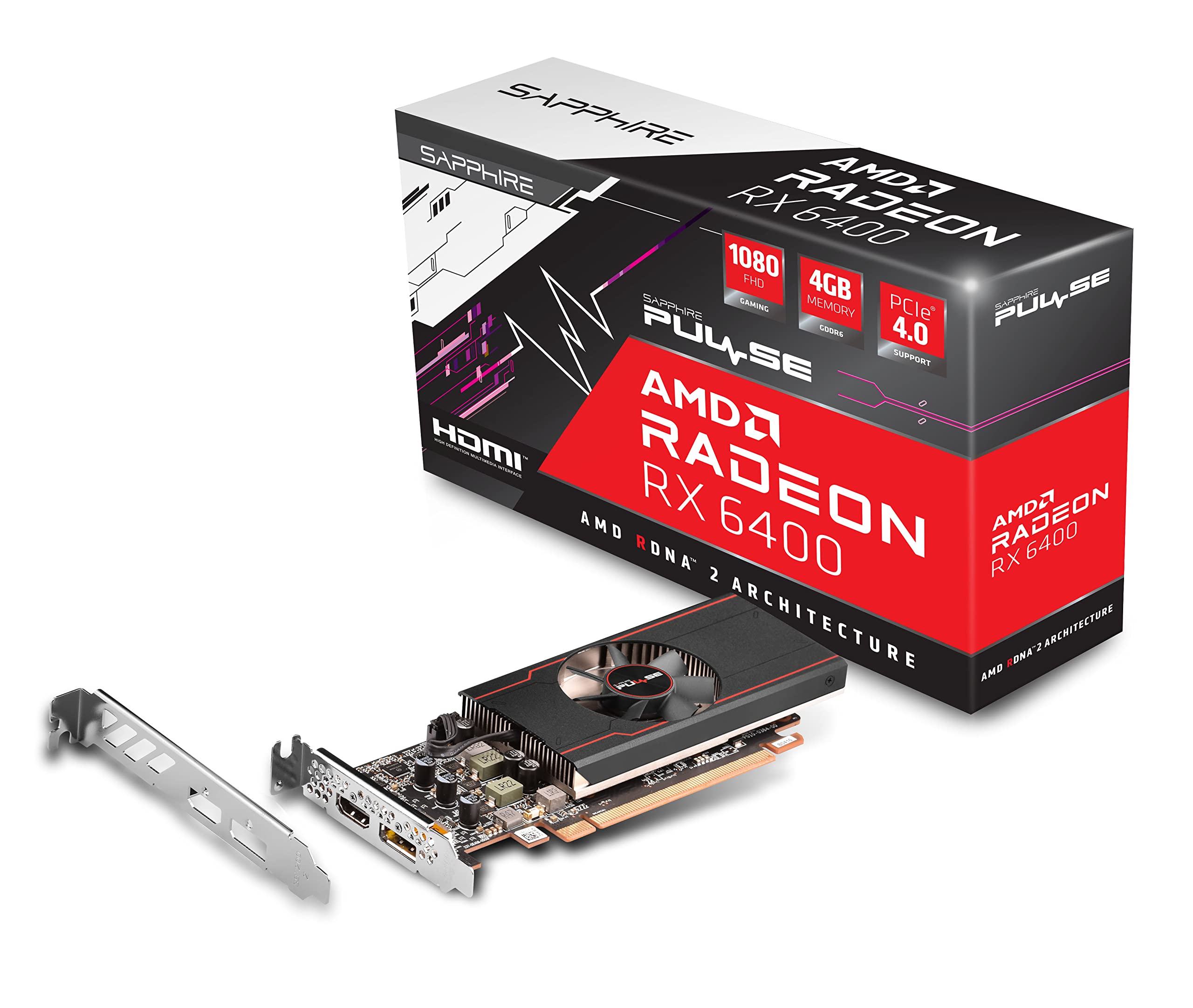 Sapphire  Pulse AMD Radeon RX 6400  con 4 GB GDDR6, AMD RDNA 2, nero