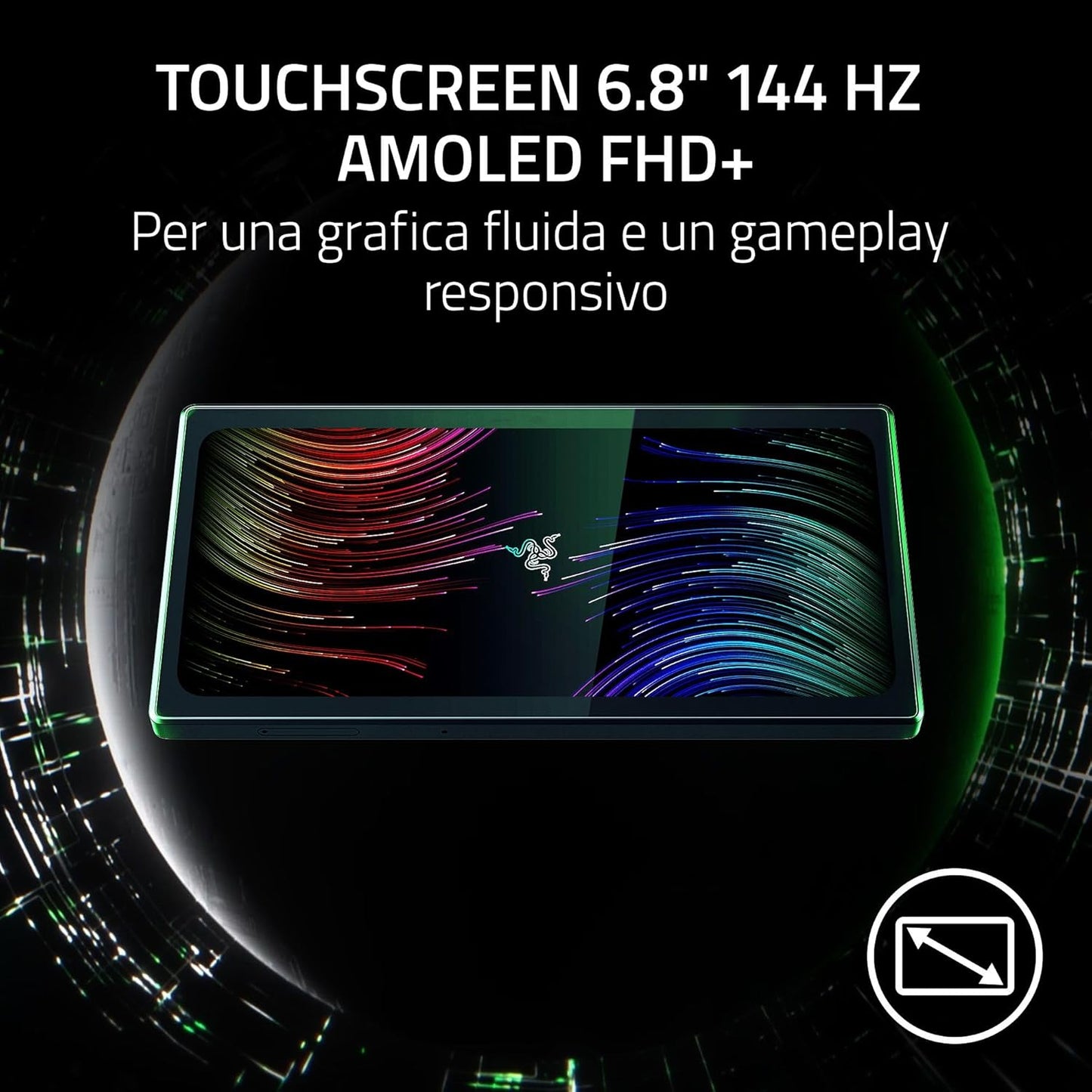 Razer Edge - Dispositivo Portatile per il Gaming su Android con Kishi V2 Pro 128GB+MICRO 256GB (Qualcomm Snapdragon G3X Gen 1, Touchscreen 6,8" 144 Hz AMOLED FHD+, PC, (SEMINUOVA)